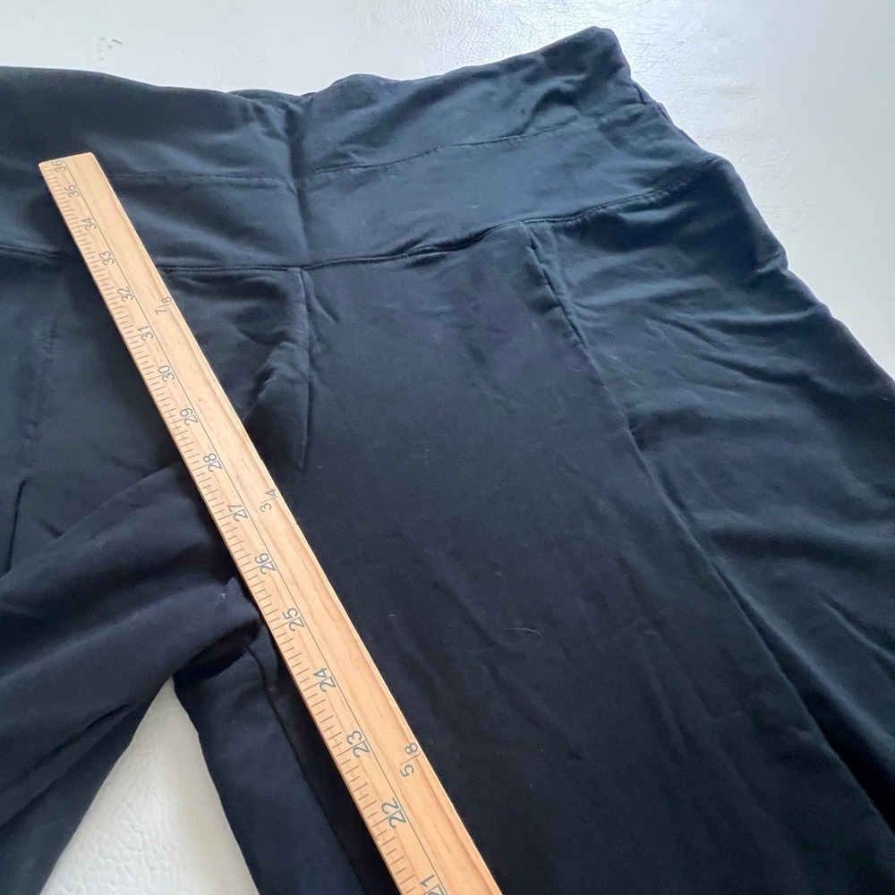 Garnet Hill Pants Women L Black Wide Leg Tencel Lyocell Crop Loungewear Resort - Picture 6 of 11